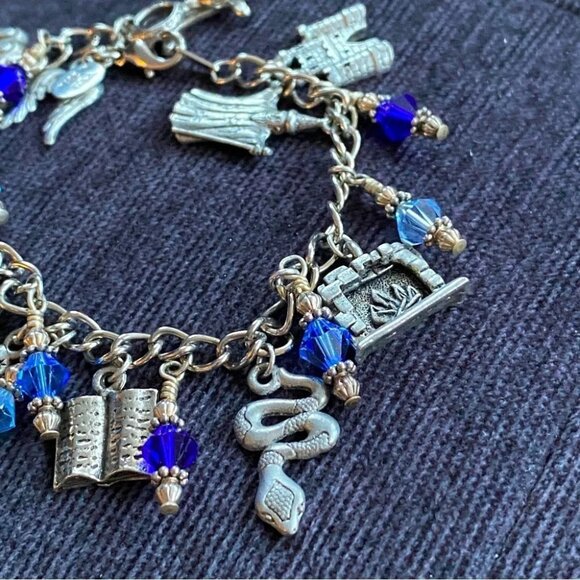Harry Potter Wizard Witch Inspired Blue & Silver Charm Bracelet - Picture 1 of 8